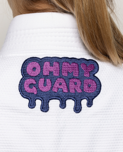 Close up of OhmyGuard logo in purple